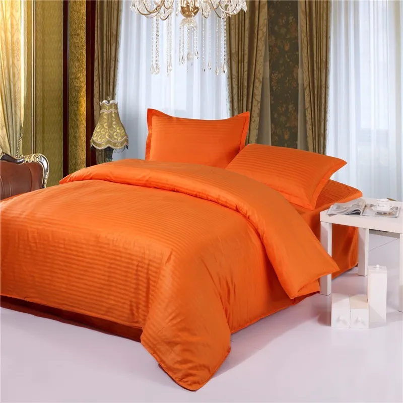 Цельный хлопок черный белый оранжевый цвет пододеяльник в полоску отель однотонное одеяло чехол Твин Полный Королева Король#363