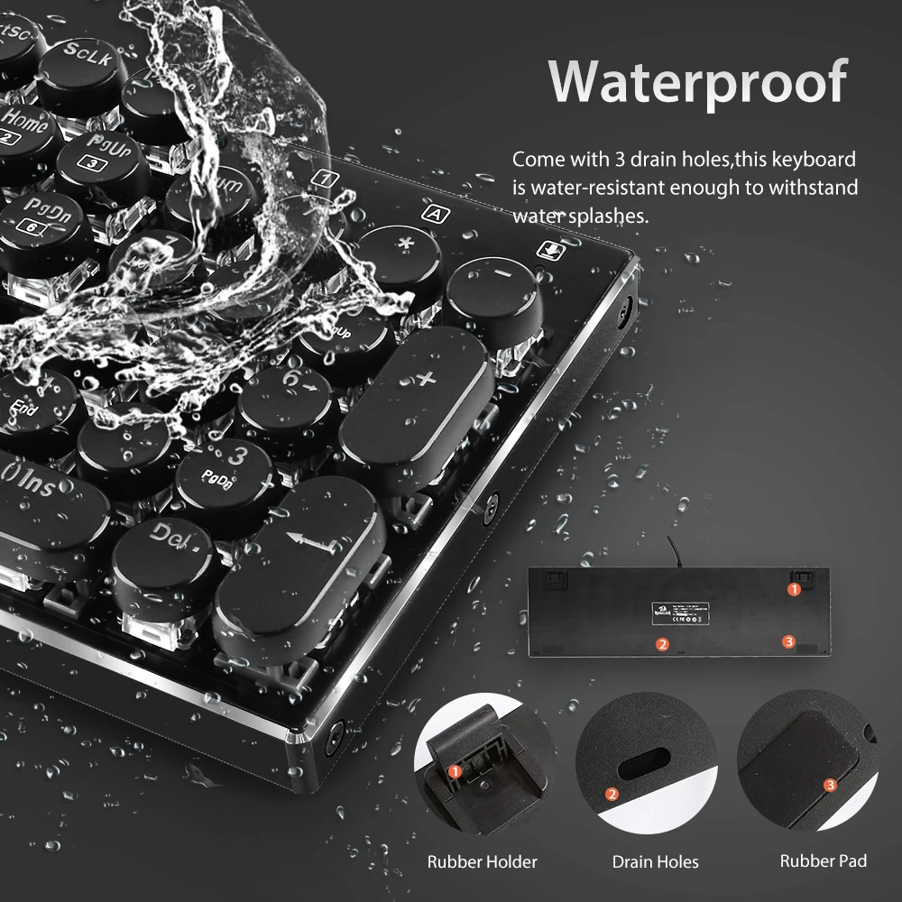  Redragon K556-RK Mechanical Gaming Keyboard Typewriter RGB LED Backlit 104 Keys Anti-ghosting Brown