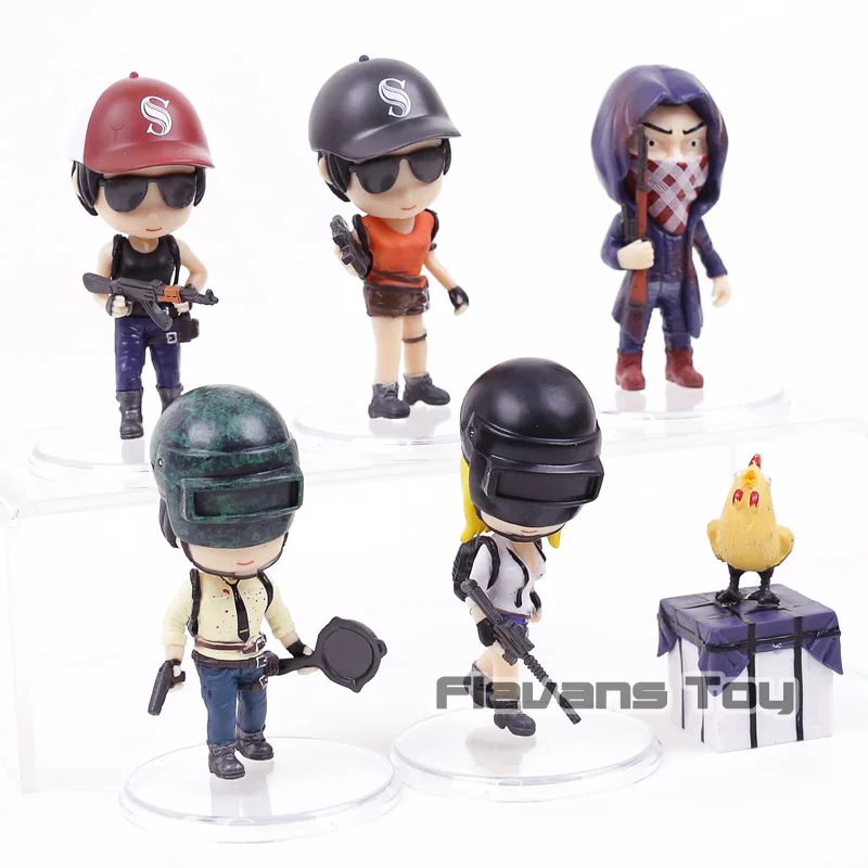  PUBG Playerunknown's BattleGrounds Q Version Mini PVC Action Figures Toys Car Decoration Dolls 6pcs
