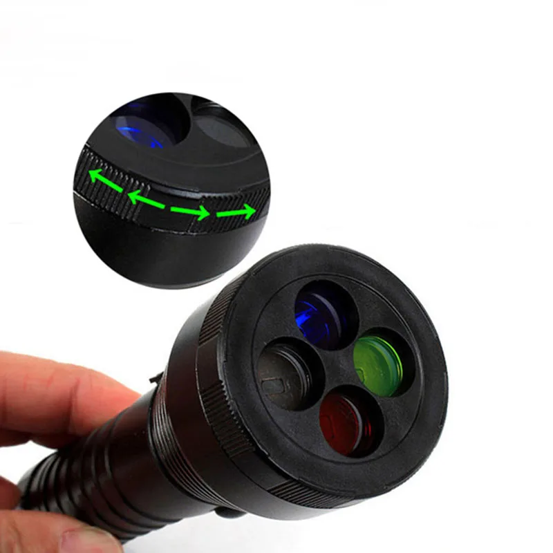 Waterproof 3 Mode CREE R2 350Lumens Railway Signal LED Flashlight 4 Color Outdoor Rechargeable Torch Powered by 18650 or AAA | Освещение