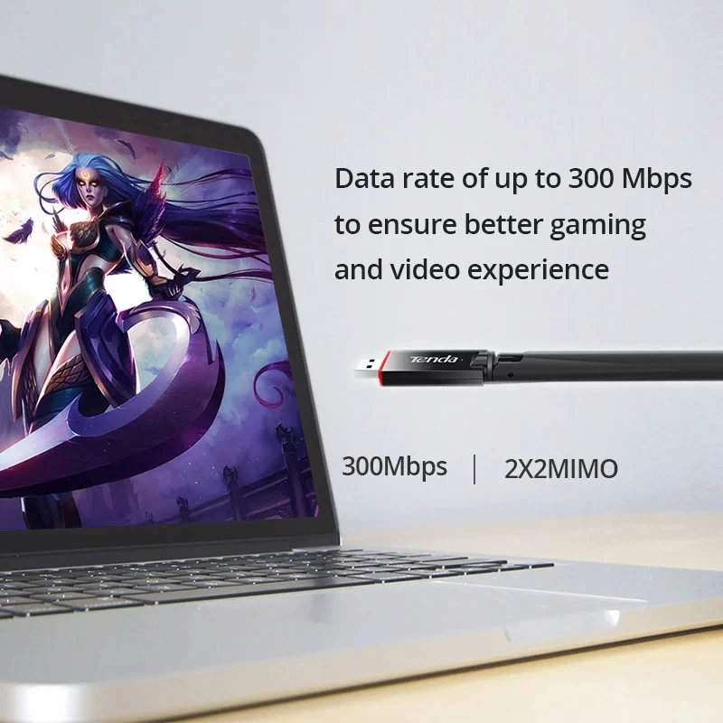 Tenda U6 300Mbps Wireless USB Network Card Wifi Signal Adapter Hotspot High Gain
