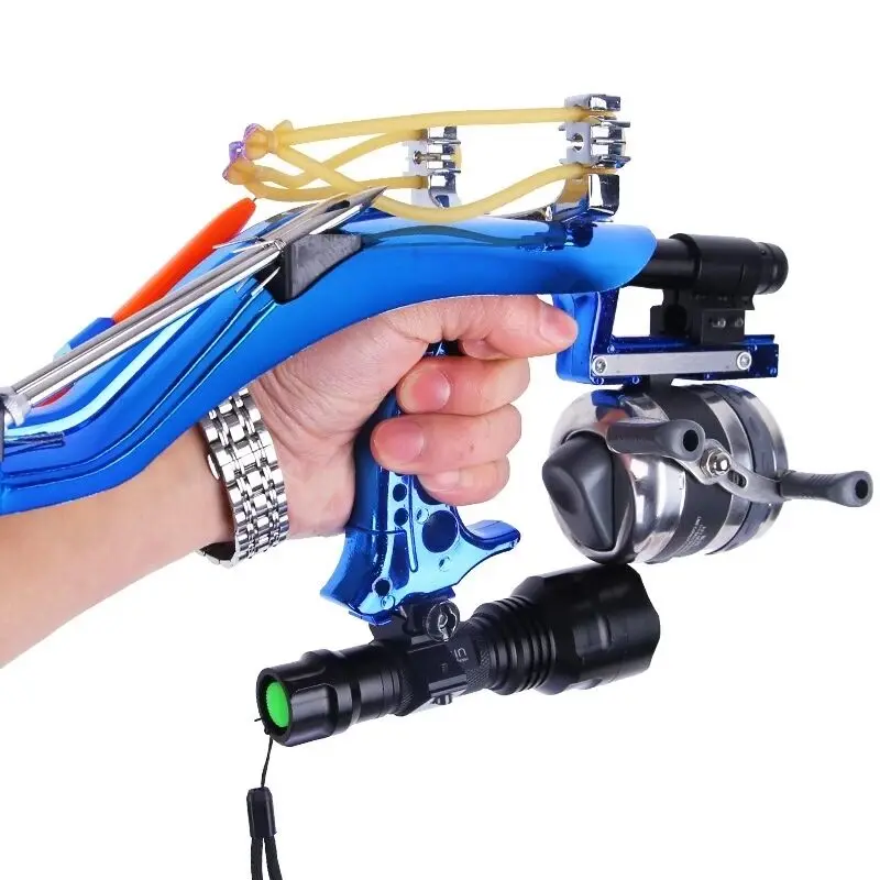 

Professional Hunting Fishing Sling Bow Wrist Slingshot With Fishing Wheel Laser slingshot Night Hunting Fishing Catapult Tools
