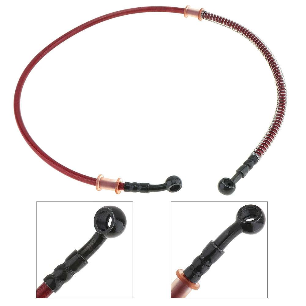 80cm Motorcycle Brake Pipe Tubing Brake Hose Line Universal Spring Fit