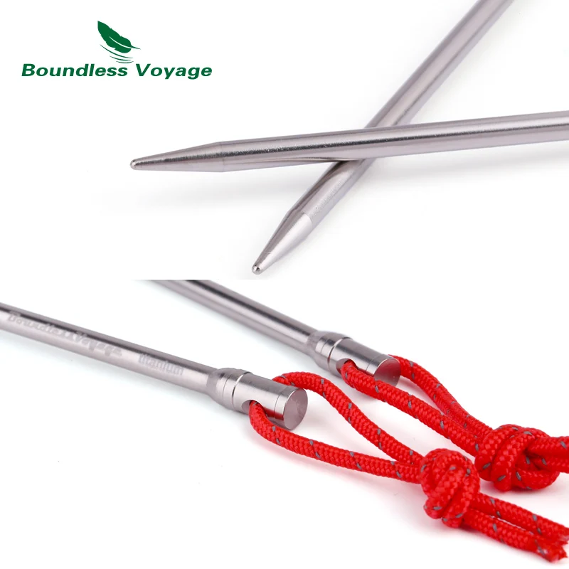 Boundless Voyage Titanium Alloy Tent Nails 20cm Long Outdoor Camping Tent Accessories Stakes Pegs