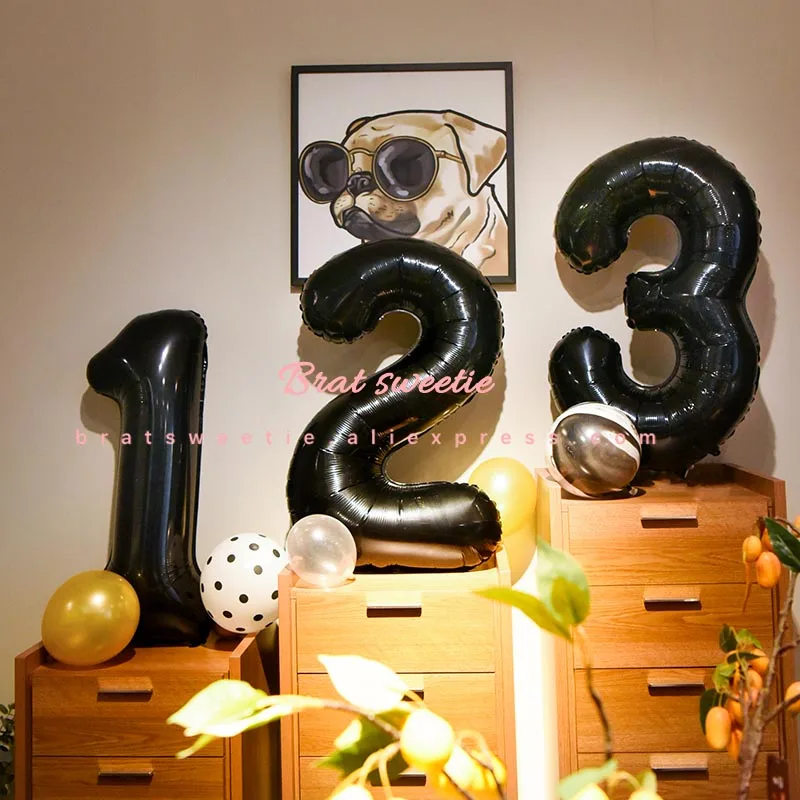 40 дюймов черный большой размер номер воздушные шары гелиевая фольга Воздушные шары День рождения украшения Дети Взрослые Товары для вечерние большие Globos