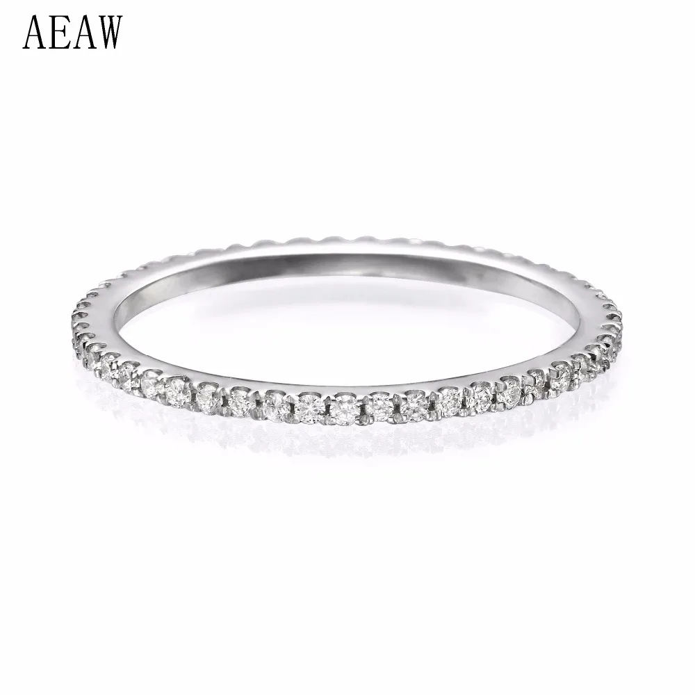minimalist diamond ring simple wedding band women dainty ring 17-Stone Micro Pave real diamond ring stackable 14k white gold ring