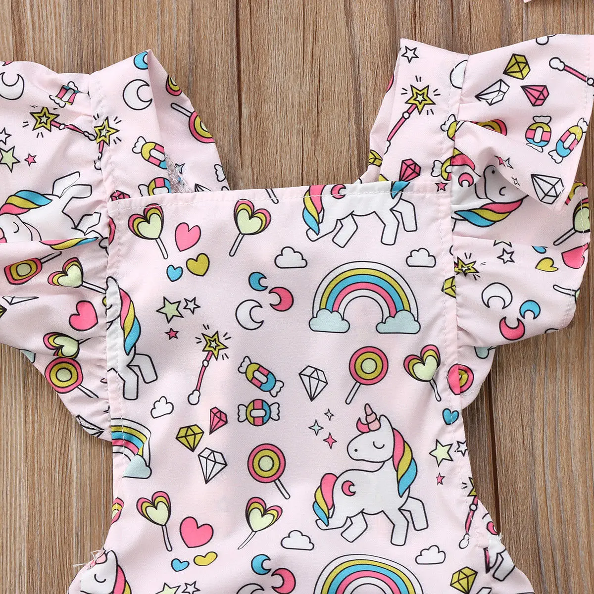 Фирменная Новинка Мода для новорожденных для маленьких девочек без рукавов летний Боди rainbow Unicorn повязка на голову 2 шт. одежда