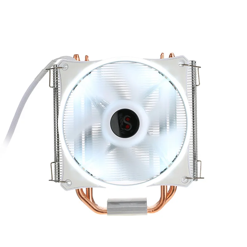 SOPLAY cpu Cooler 4 тепловые трубки 4pin 12 см светодиодный вентилятор ПК компьютер для Intel LGA 115X AMD все серии охлаждения процессора радиатор вентилятор - Цвет лезвия: Белый