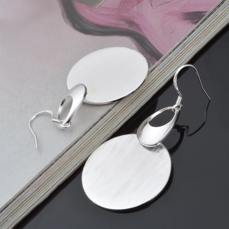 

Free shipping!925 Sterling SILVER popular disc Earring for Women/Girls.925 silver Earrings,Drop shipping