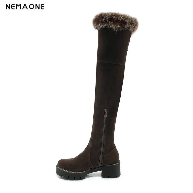 

2019 women fashion sweet over the knee high snow boots round toe 5cm high heel women shoes to keep warm in winter party shoes