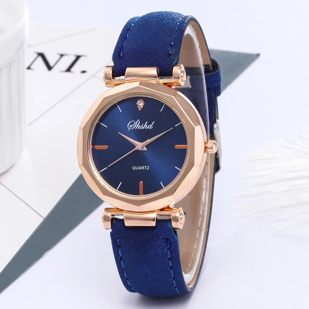 Luxury Women Quartz watches Faux Leather Color Metal Dial Wristwatch Fashion Women Watch relogio feminino for dropshipping