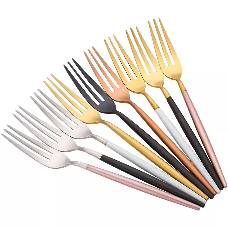 Multicolor fashion fruit fork set stainless steel Home dessert creative cute European cake insert |