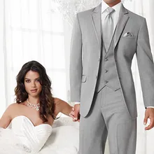 Свет GrayWedding костюмы жених Best Для мужчин Нотч две кнопки Tailor Made Мода Терно Masculino Slim Fit Для мужчин Suits3Pieces