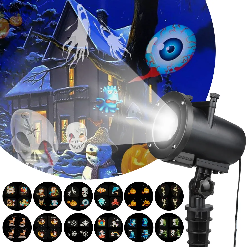 Holiday Lighting Christmas Projector Lights with 12 Switchable Patterns Waterproof IP65 Rotating Spotlight Decorative Lights Holiday Lighting Christmas Projector Lights with 12 Switchable Patterns Waterproof IP65 Rotating Spotlight Decorative Lights
