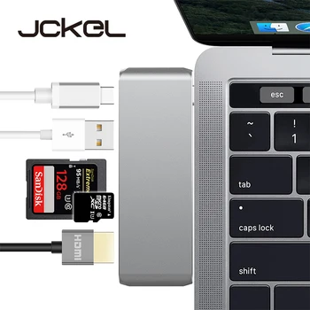 

JCKEL USB Type C 3.1 Hub to HDMI 4K Adapter Thunderbolt3 Dock Dongle Combo SD TF Card Slot With Type C Charing For MacBook Pro