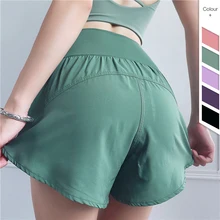 SOISOU женские спортивные шорты поддельные две части высокой эластичности Твердые Короткие дышащие тренировки фитнес шорты для йоги женщин