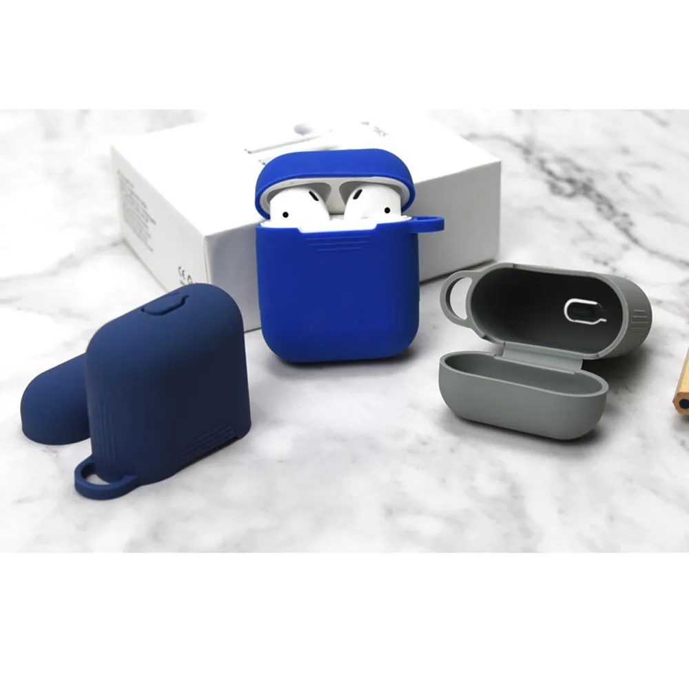 Color Earphone Silicone Portable Storage Case Cover Waterproof Wireless With Anti-lost Keychain Glitter Case For Airpods Apple