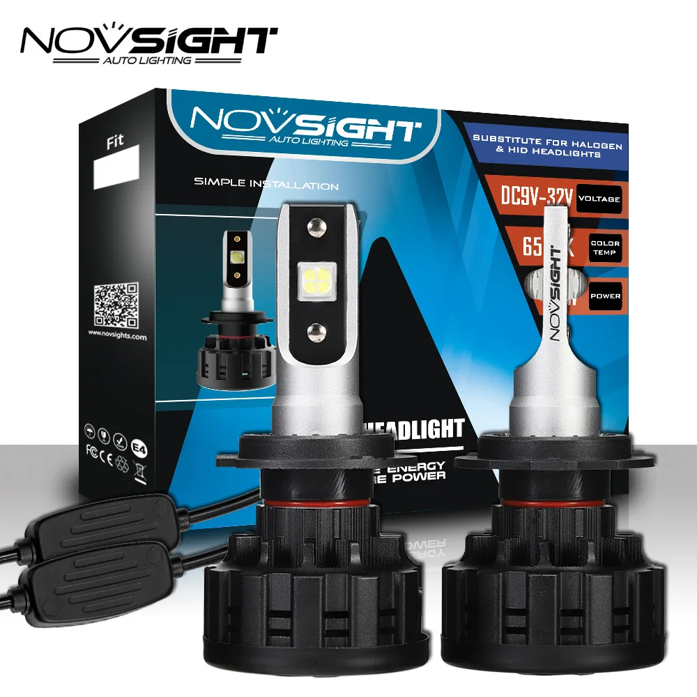 Сверхъяркие фары NOVSIGHT для автомобиля светодиодная лампа H7 H4 H1 H3 H8 H11 HB3 9005 HB4 9006 72 Вт