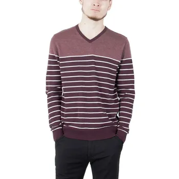 

Spring Autumn 100% Cotton Men's V-Neck Cross Stripes Knitted Pullover Sweater Male Long Sleeve Jersey Fashion Comfort Jumper