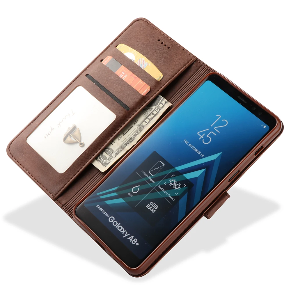 Кожаный чехол кошелек с откидной крышкой для Samsung Galaxy A9 A8 A7 A6 2018 Plus Fundas