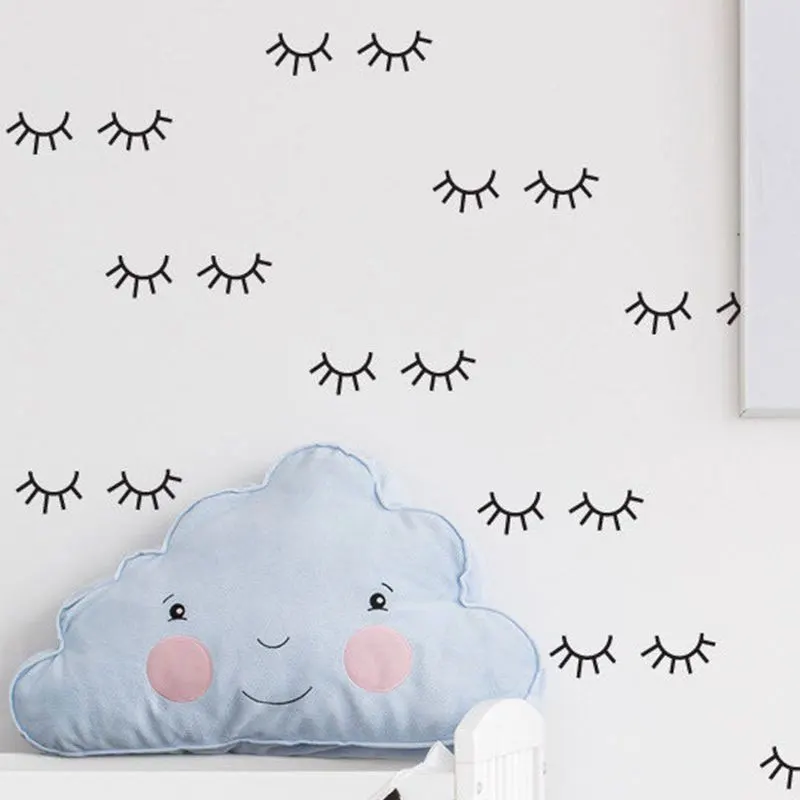 

Cute Eyelash Pattern Wall Decal Removable Vinyl Wall Sticker Home Decor For Kids Room Lovely Sleepy Eyes Baby Nursery Mural NR08