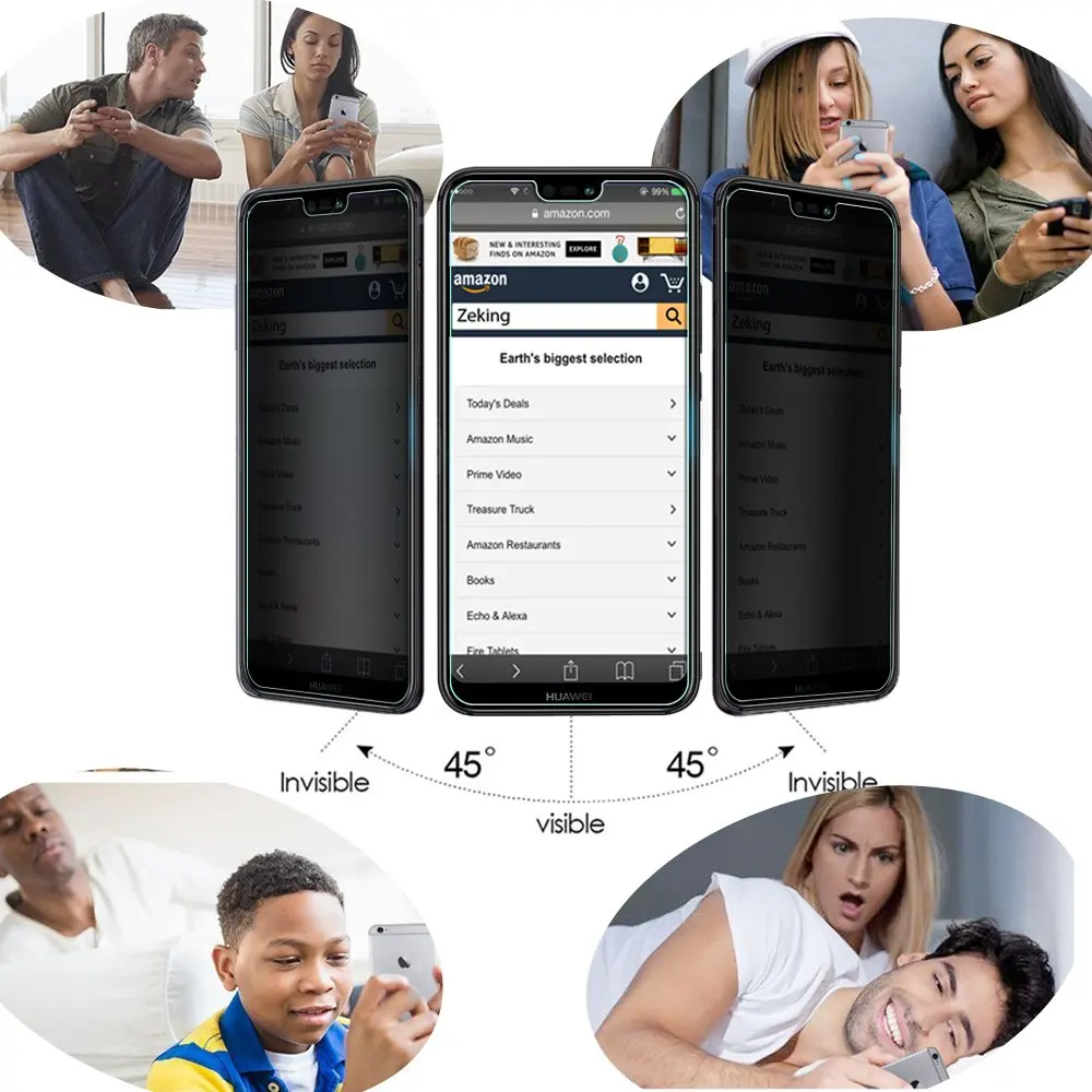 Антишпионская защита экрана 9H для HuaWei Y3 Y5 Y6 II Y3II Y5II Y6II Y7 Prime Y9 2018 2019 антишпионское