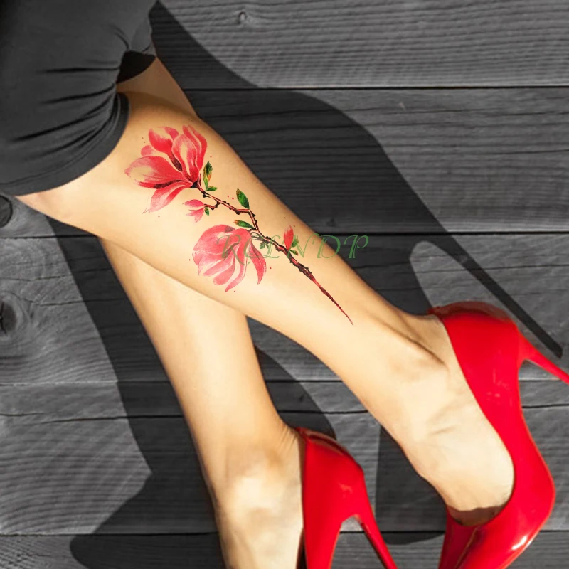 Waterproof Temporary Tattoo Sticker Watercolor Lotus Flower Fake Tatto Flash Tatoo Hand Arm Foot Back Tato for Girl Women | Красота и