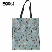 FORUDESIGNS/Повседневные льняные сумки-тоут с принтом щенков дудлов, переносные пляжные сумки для покупок, дамская сумка для супермаркета, тканевая сумка