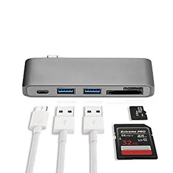 

Thunderbolt 3 USB 3.1 Type C Hub Adapter USB-C Hub Dock Dongle with PD Port USB 3.0 TF SD Reader Slot for MacBook Pro Type-C