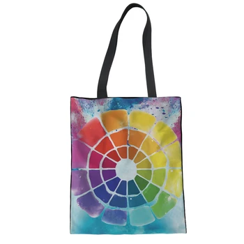 

FORUDESIGNS Canvas Women Casual Shoulder Bag Colorful Pattern Eco-friendly Reusable Shopping Bags for Teenager Girls Handbags
