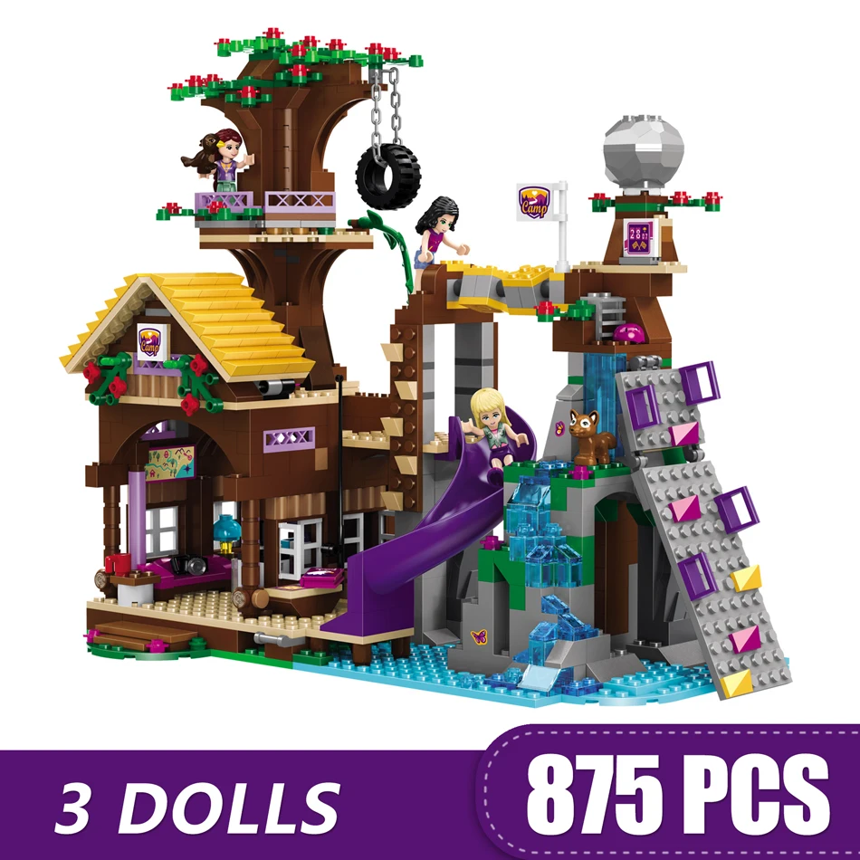 

875PCS Small Building Blocks Compatible with Legoe friends The Adventure Camp Of Tree House Toys for children girls boys Gift