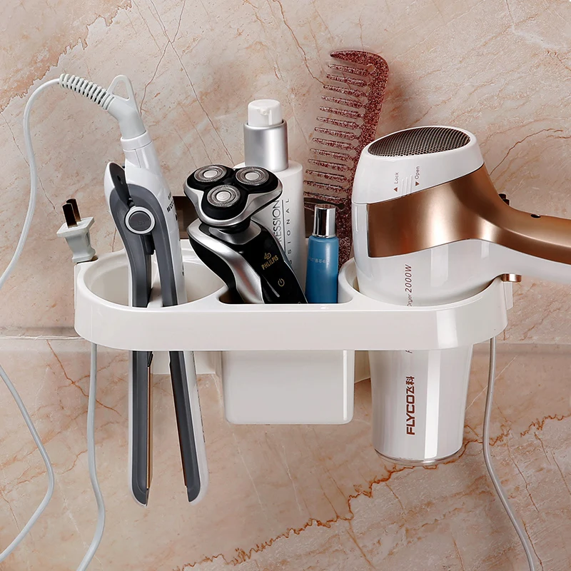 

Multi-use Dryer Shelf Bathroom Holder Comb Wall Hanger With Hair Curler Storage Rack Household Items