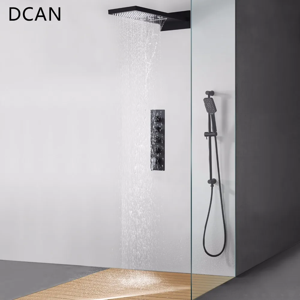 DCAN вращающийся светодиодный набор для душа 22 &quotконтроллер водопада черная