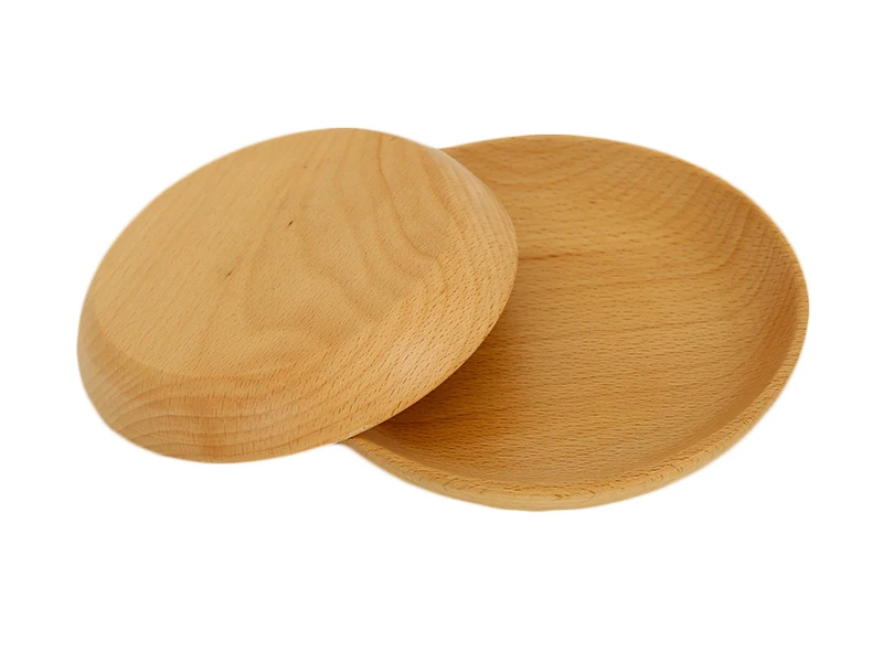 Natural Wood Plates Round Plate Dishes Large Small Wooden Trays Fruit Dessert Snack Sushi Serving Plates Kitchen Wooden Utensils (8-1)