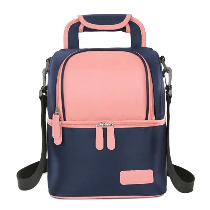 Школьный рюкзак двойной слой, Модная Портативная сумка-холодильник для еды, сумки для женщин, термо-Ланч-бокс, Детская сумка для молока - Цвет: Розовый