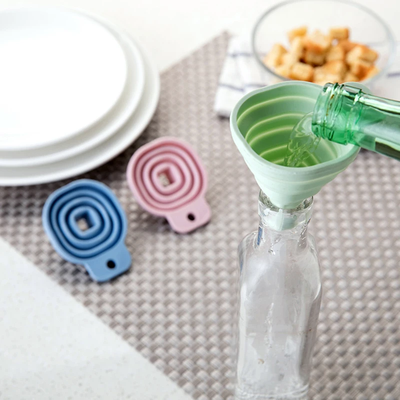 

Funnel Kitchen Accessories Silicone Mold Telescopic Funnel Foldable Liquid Dispenser Kitchen Gadgets Tools Silicon Hopper