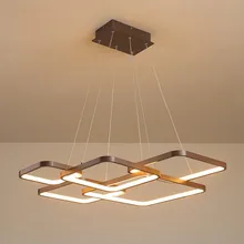 Linha criativa marrom pendurado led lustre moderno para sala de estar nordic alumínio lustre moderno iluminação