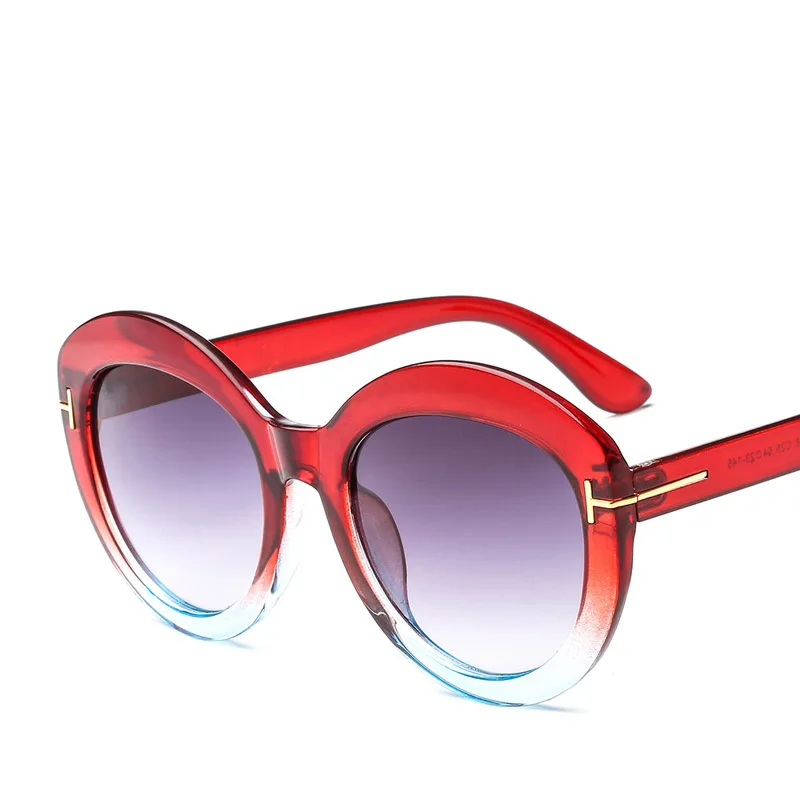 Новые модные круглые женские солнцезащитные очки, брендовые градиентные цветные оправы с T, уникальные женские и мужские очки Oculos de sol UV400