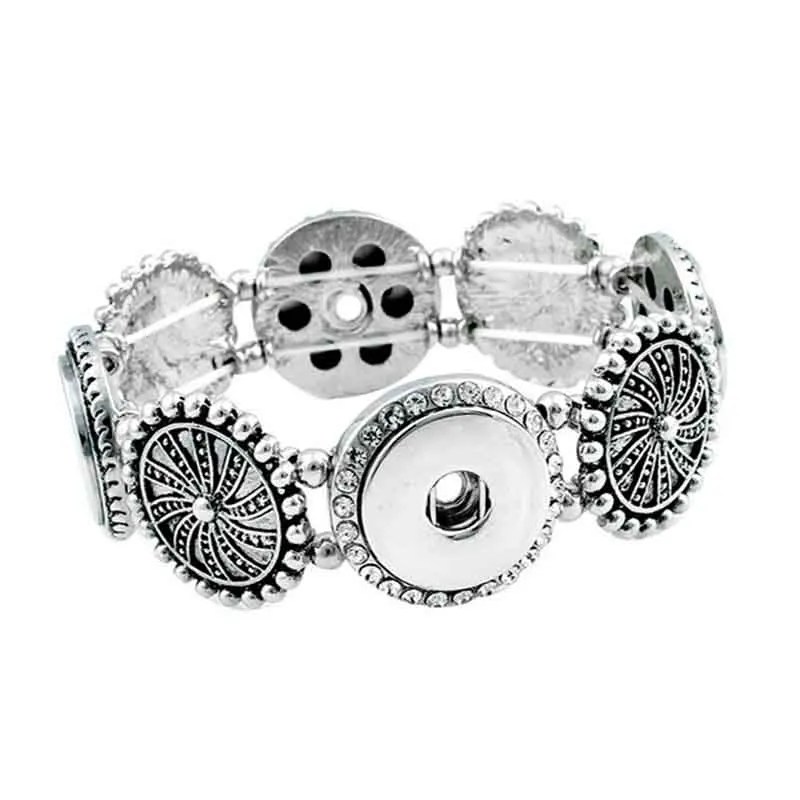 Elasticity 4 snaps Vintage 236 Paddy Engraving fit 18mm Snap Button Bracelet Bangle Interchangeable Charm Jewelry For Women gift | Украшения