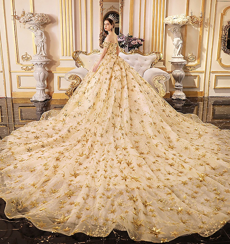 Роскошные блестящие цвета шампанского золотой свадебное платье невесты бальное свадебное платье с кристаллами robe de mariage Brautkleid Vestido de novia