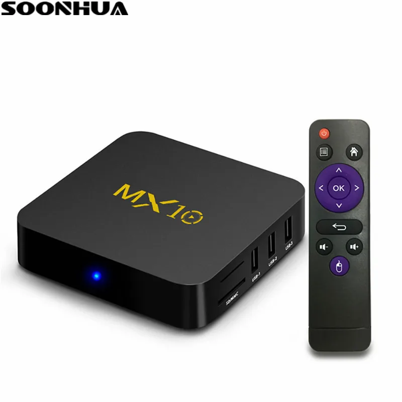 

SOONHUA MX10 Set Top Box USB 3.0 Android 7.1 Mini Smart TV BOX RK3328 Quad Core Support 2.4G Wireless WIFI Smart Set Top Box