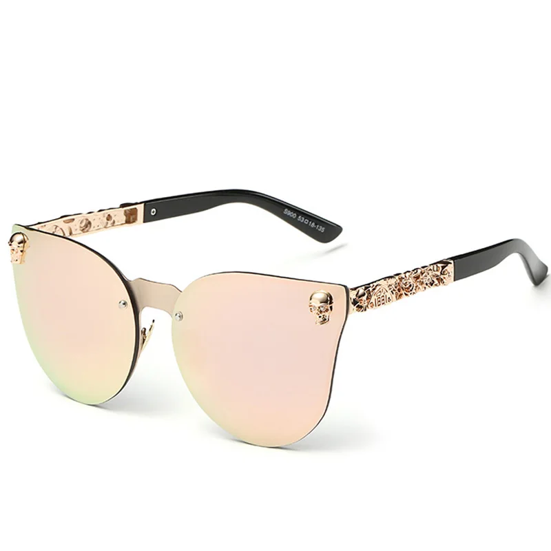 Модные роскошные солнцезащитные очки для женщин, фирменный дизайн, Череп, солнцезащитные очки для женщин, Ретро стиль, UV400, антибликовые женские очки RS082 - Цвет линз: RS082 C5