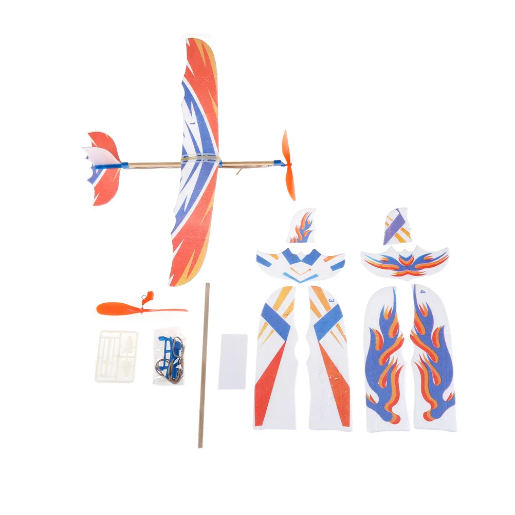 

1 Pcs DIY Rubber Powered Plane Airplane Model Set Plastic Foam Elastic Flying Plane Kit Aircraft Model Educational Toy Gift