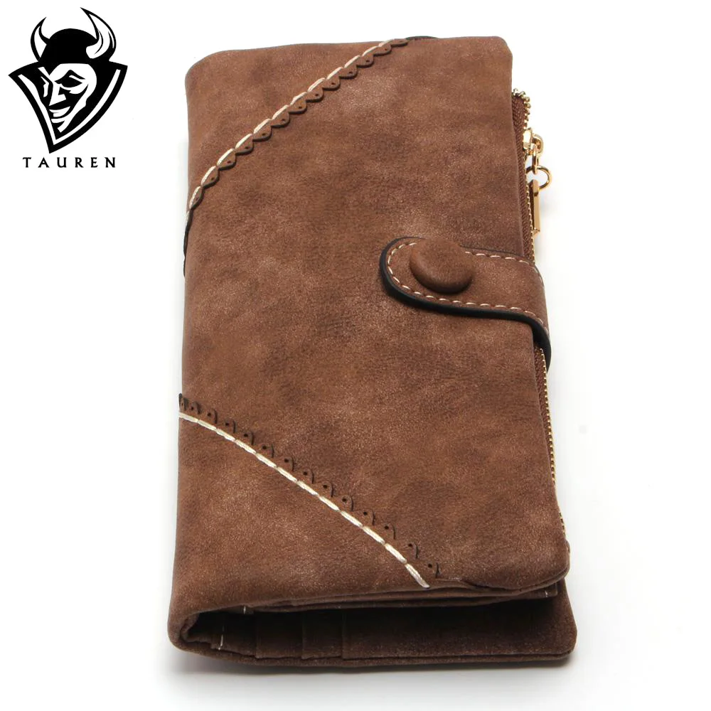 2016 New Women Wallets Coin Case Purse For Phone Card Wallet Leather Purse Ms Frosted Long Purse Vintage Buckles Lace Wallet