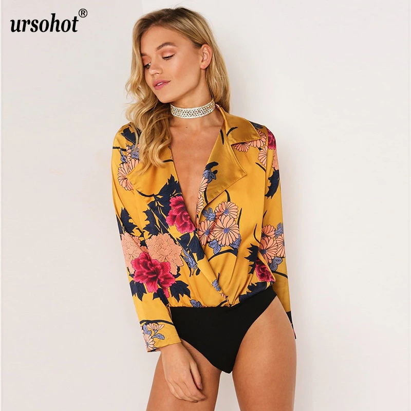 Ursohot зубчатый сексуальный Модный цветочный боди с принтом женский Feminino