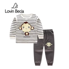 LovinBecia 2pcs Set Baby Underwear Clothing Sets Cartoon Casual clothes Baby Boy Girl Clothes suits toddler kids warm tracksuit