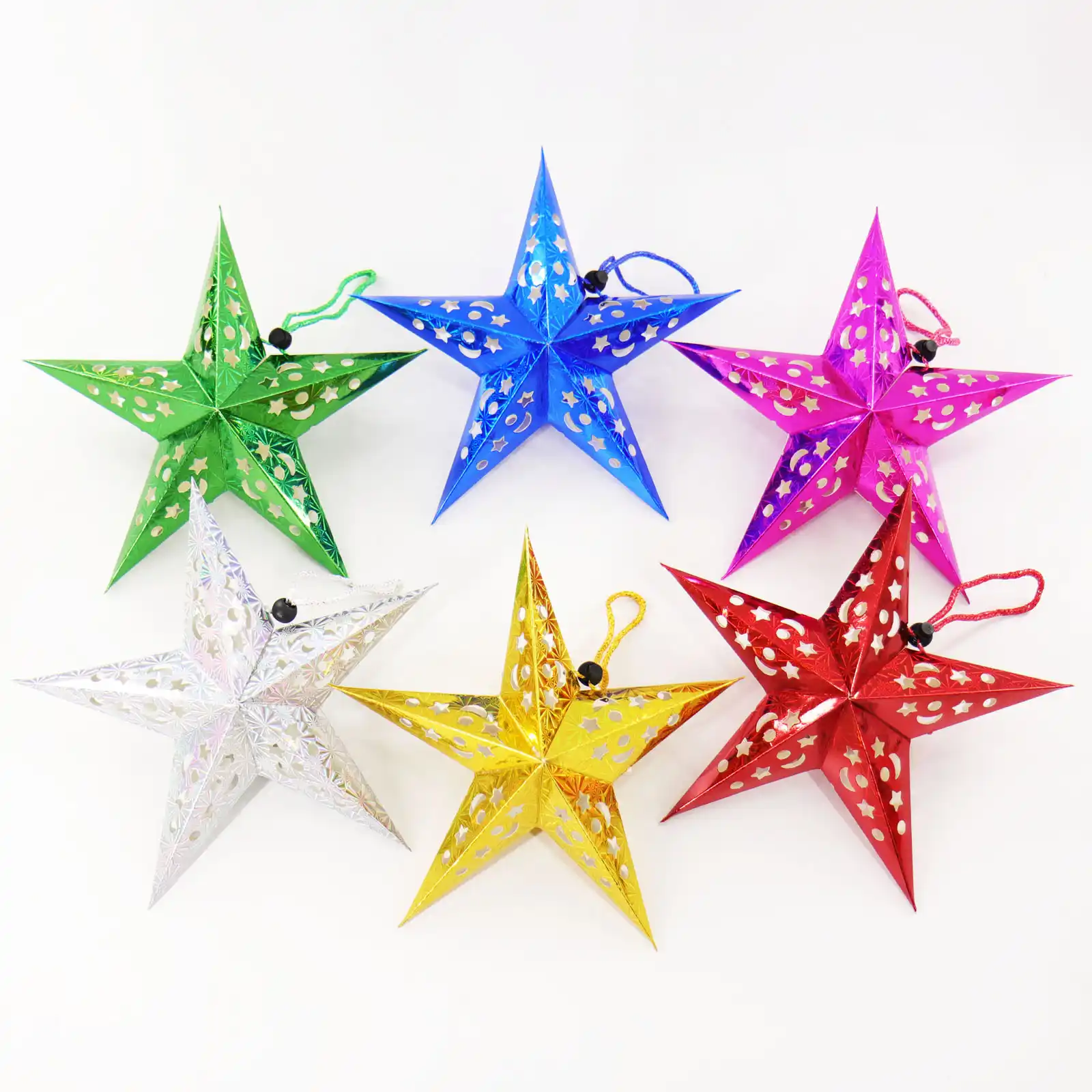 1pc 30x30cm Laser Hanging Five Pointed Stars Nine Angles Paper Star Ceiling Ornaments Christmas Diy Wedding Birthday Party Decor