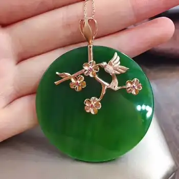 

18 k gold inlaid jasper big pendantJ73#