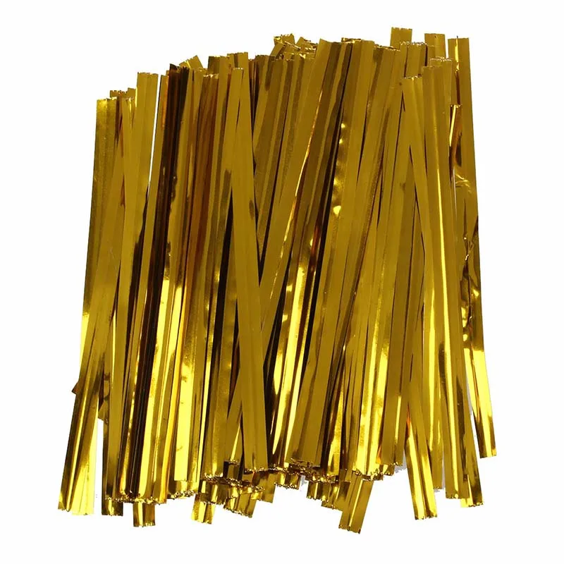 

CSS Pack 100 golden iron wire fastener twist tie bag candy cookie lollipops