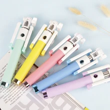 Mini özçekim sopa ile düğme kablolu silikon kolu Monopod evrensel iPhone 6 5 Samsung için Huawei Xiaomi çubukları